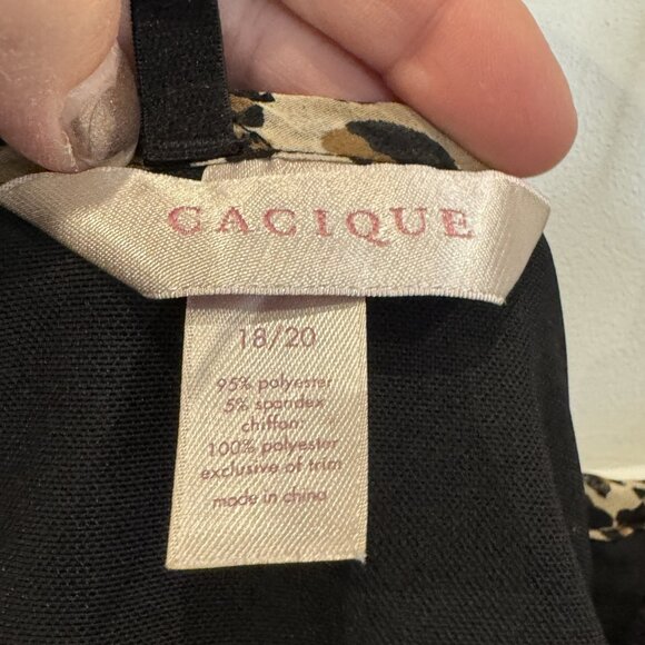 Cacique Black with Leopard Trim RUNS SMALL EUC - Picture 3 of 7